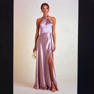 BRIDESMAID DRESS: Birdy Grey Monica Dress in Satin Dark Mauve